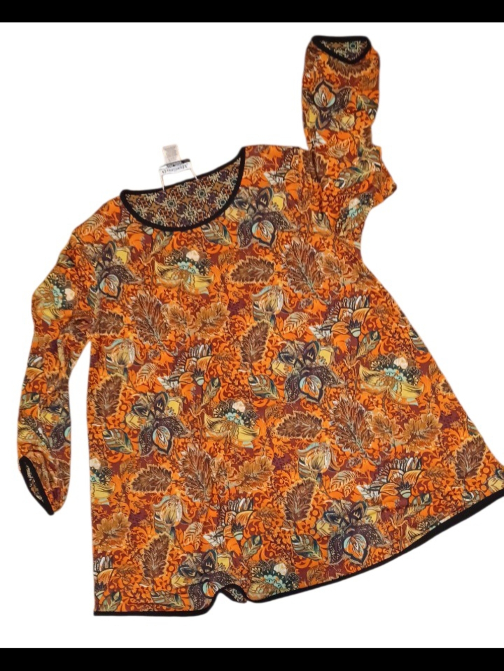 Magellan Travel Gear & Outdoors Orange Floral-Print Long Sleeve Tee